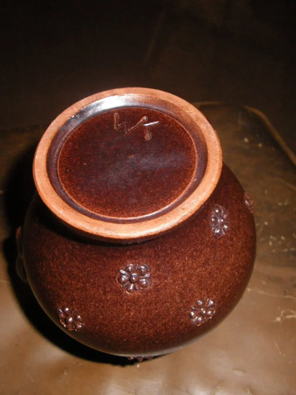 Vintage Small Earthenware Glazed Pitcher Shaped Vase